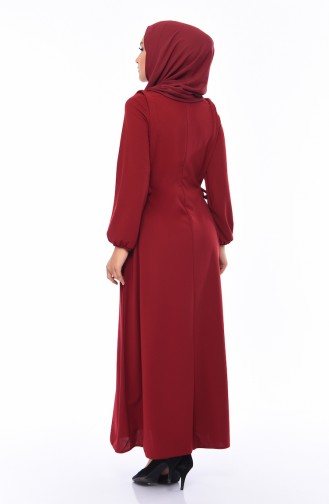 Claret Red Hijab Dress 5261-02