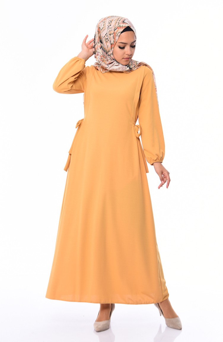 Mustard Hijab Dress 526103 Sefamerve