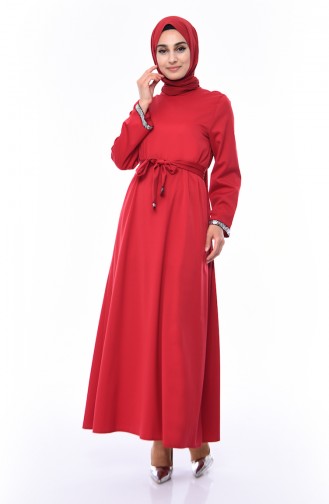 Claret Red Hijab Dress 5603A-02
