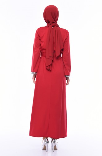 Claret Red Hijab Dress 5603A-02