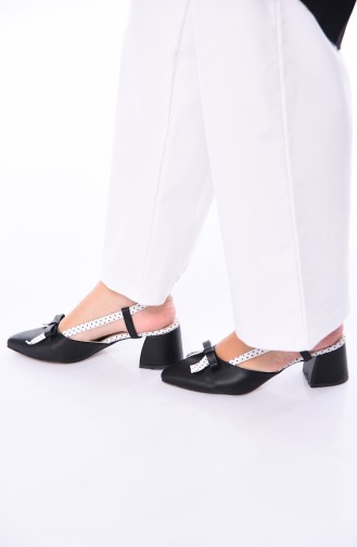 Bayan Topuklu Ayakkabı 210K-06 Siyah Cilt