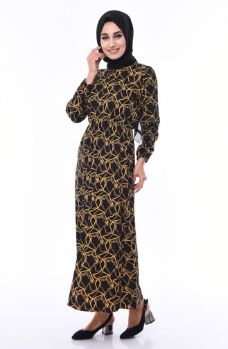 Chain Patterned Dress 1990 A-01 Black 1990A-01