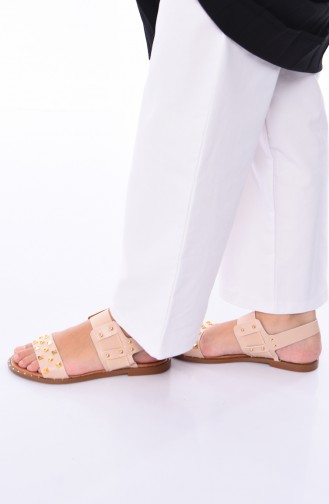 Cream Summer Sandals 3808-02