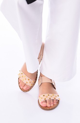 Cream Summer Sandals 3808-02