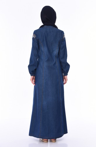 Besticktes Jeans Abaya 5163-02 Dunkelblau 5163-02