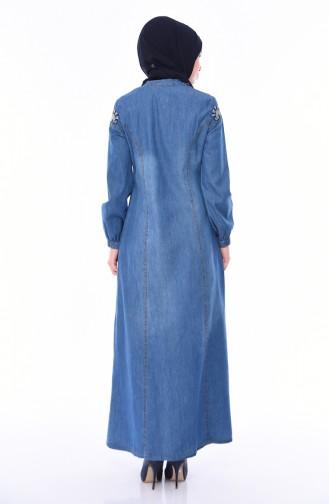 Besticktes Jeans Abaya 5163-01 Jeansblau 5163-01