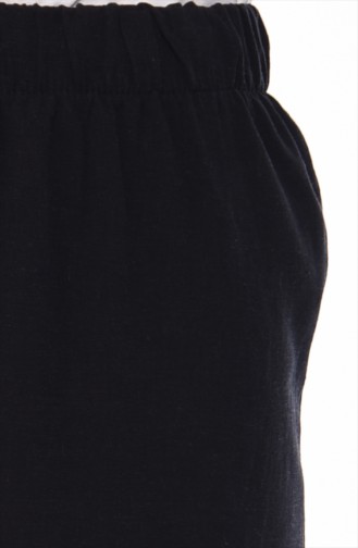 Lastikli Yazlık Bol Paça Pantolon 25030-01 Siyah
