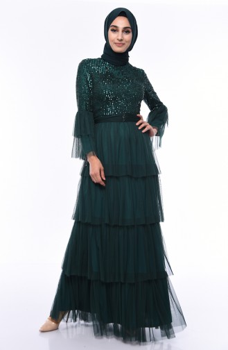 Smaragdgrün Hijab-Abendkleider 1150-02