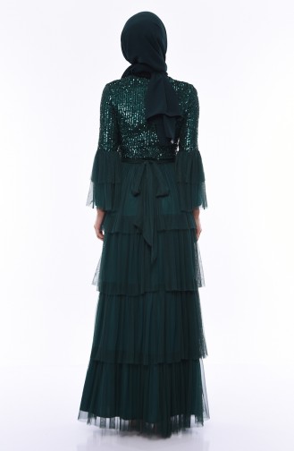 Emerald Green Hijab Evening Dress 1150-02