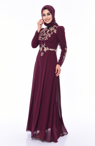 Sequined Evening Dress 4534-04 Plum 4534-04