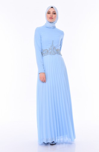 Babyblau Hijab-Abendkleider 8004-04
