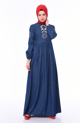 Navy Blue Hijab Dress 4024-01