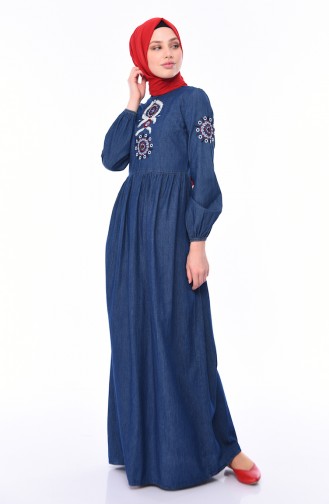 Navy Blue Hijab Dress 4024-01