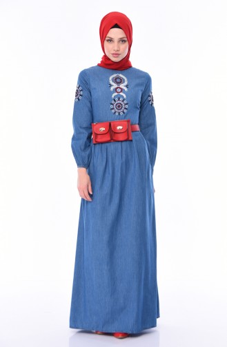 Denim Blue Hijab Dress 4024-02