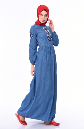 Denim Blue Hijab Dress 4024-02