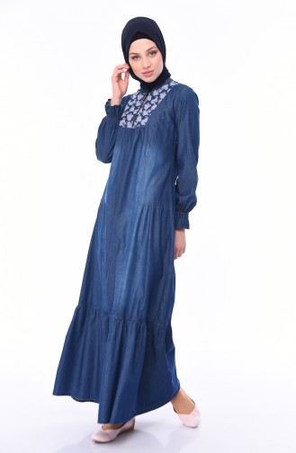 Navy Blue Hijab Dress 4057-01