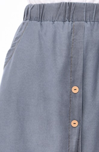 Düğmeli Kot Etek 2819-02 Gri