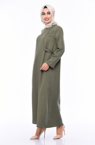 Leinen Abaya 6824-06 Khaki Grün 6824-06