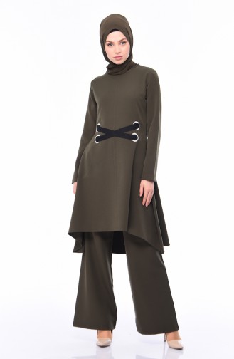 Asymmetric Tunic Trousers Double Suit 99206-04 Khaki 99206-04