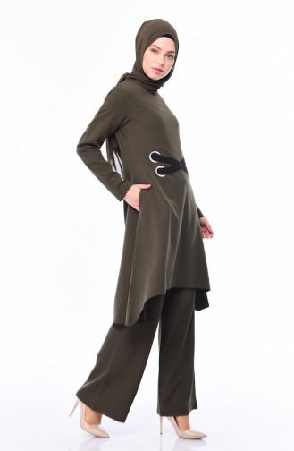 Asymmetric Tunic Trousers Double Suit 99206-04 Khaki 99206-04