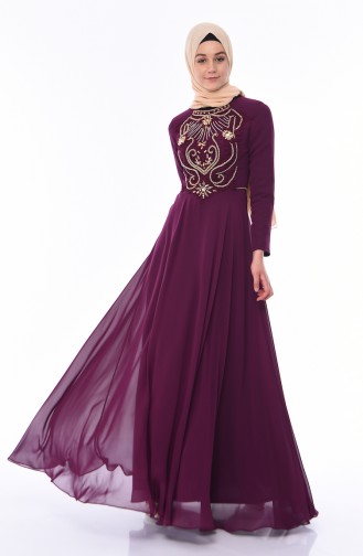 Purple Hijab Evening Dress 4532-01