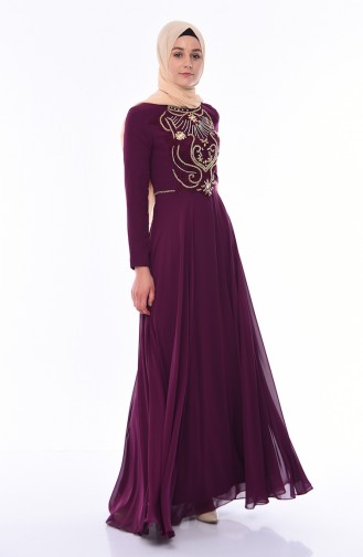 Purple Hijab Evening Dress 4532-01