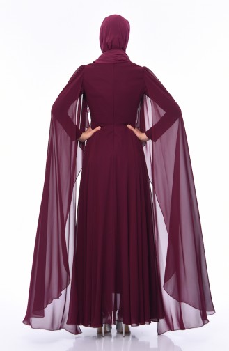 Plum Hijab Evening Dress 4556-01