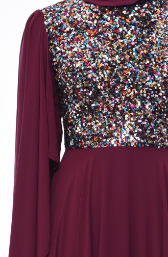 Robe de Soirée à Paillettes 4556-01 Plum 4556-01