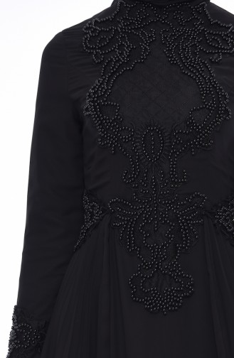 Robe de Soirée Perlées 8010-02 Noir 8010-02