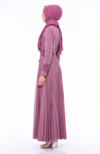 Dusty Rose Hijab Evening Dress 8010-03