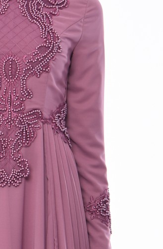 Dusty Rose Hijab Evening Dress 8010-03