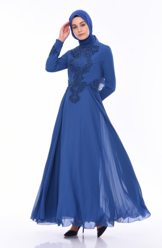 Indigo Hijab Evening Dress 8010-04