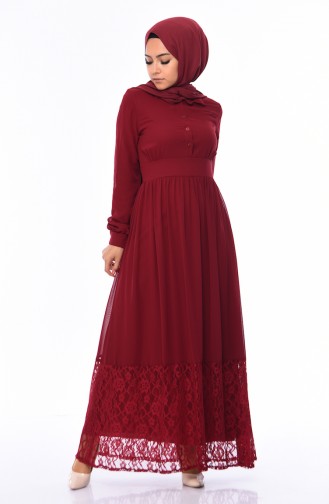 Claret Red Hijab Dress 81694-05