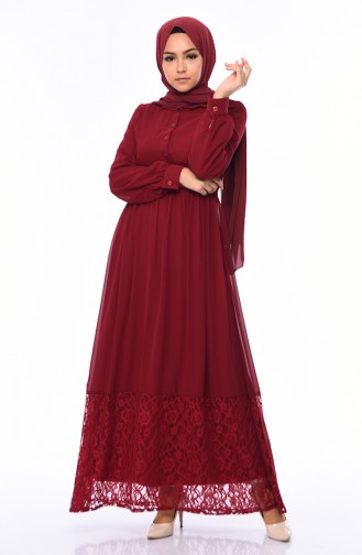 فستان أحمر كلاريت 81694-05