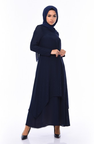 Navy Blue Hijab Dress 0505-01