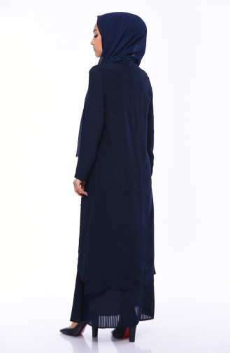 Navy Blue İslamitische Jurk 0505-01