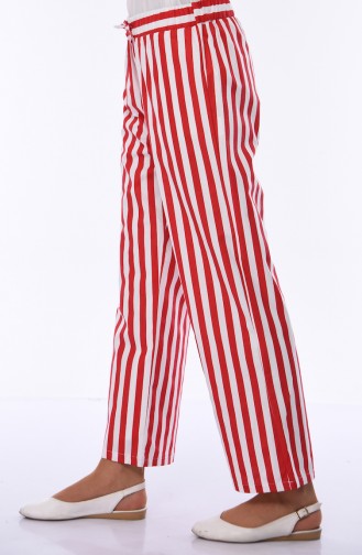 Gestreifte Saisonale Hose 2822-02 Rot Weiss 2822-02