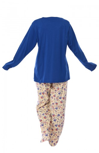Büyük Beden Uzun Kollu Pijama Takımı 704174-02 Mavi