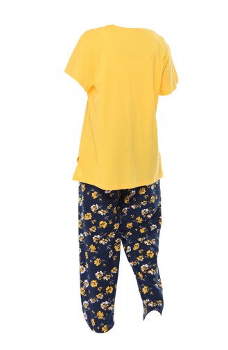Büyük Beden Kısa Kollu Pijama Takımı 810182-01 Sarı