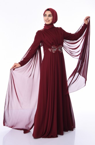 Weinrot Hijab-Abendkleider 8009-02
