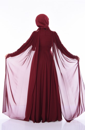 Weinrot Hijab-Abendkleider 8009-02