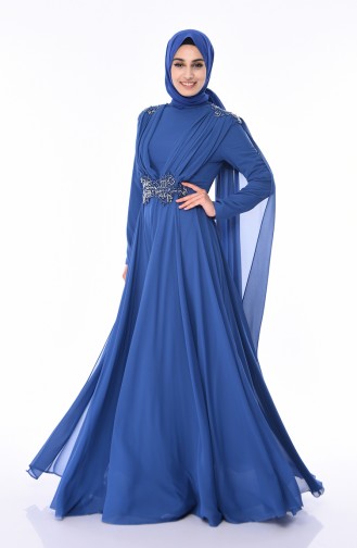 Indigo Hijab Evening Dress 8009-05