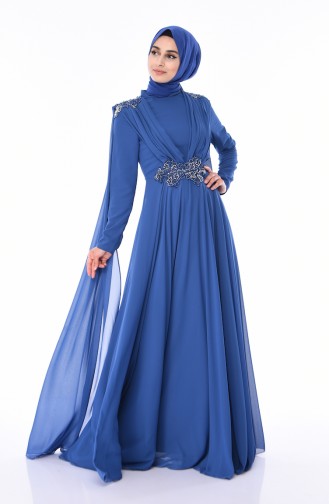 Indigo Hijab Evening Dress 8009-05