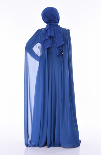 Indigo Hijab Evening Dress 8009-05