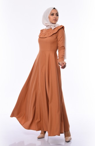 Keksfarbe Hijab Kleider 7203-11