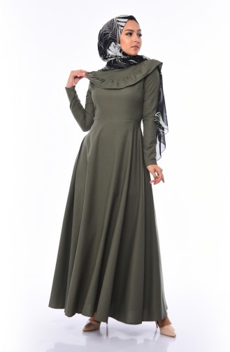 Khaki Hijab Dress 7203-12