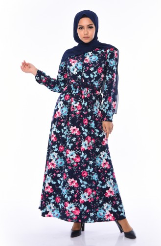 Türkis Hijab Kleider 2076-01