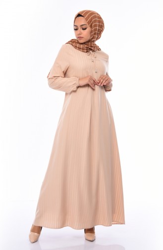 Beige Hijab Kleider 0552-06