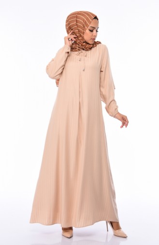 Beige Hijab Kleider 0552-06