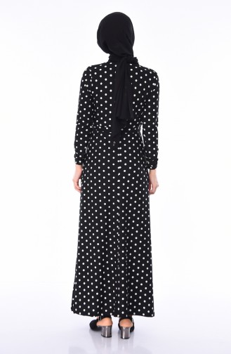 Polka Dot Belted Dress 0237-01 Black 0237-01
